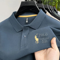 Solid Color High-end Brand Polo Shirt Men's New Autumn and Winter Collar Embroidered T-shirt Loose Casual Top Sweatshirt Men's